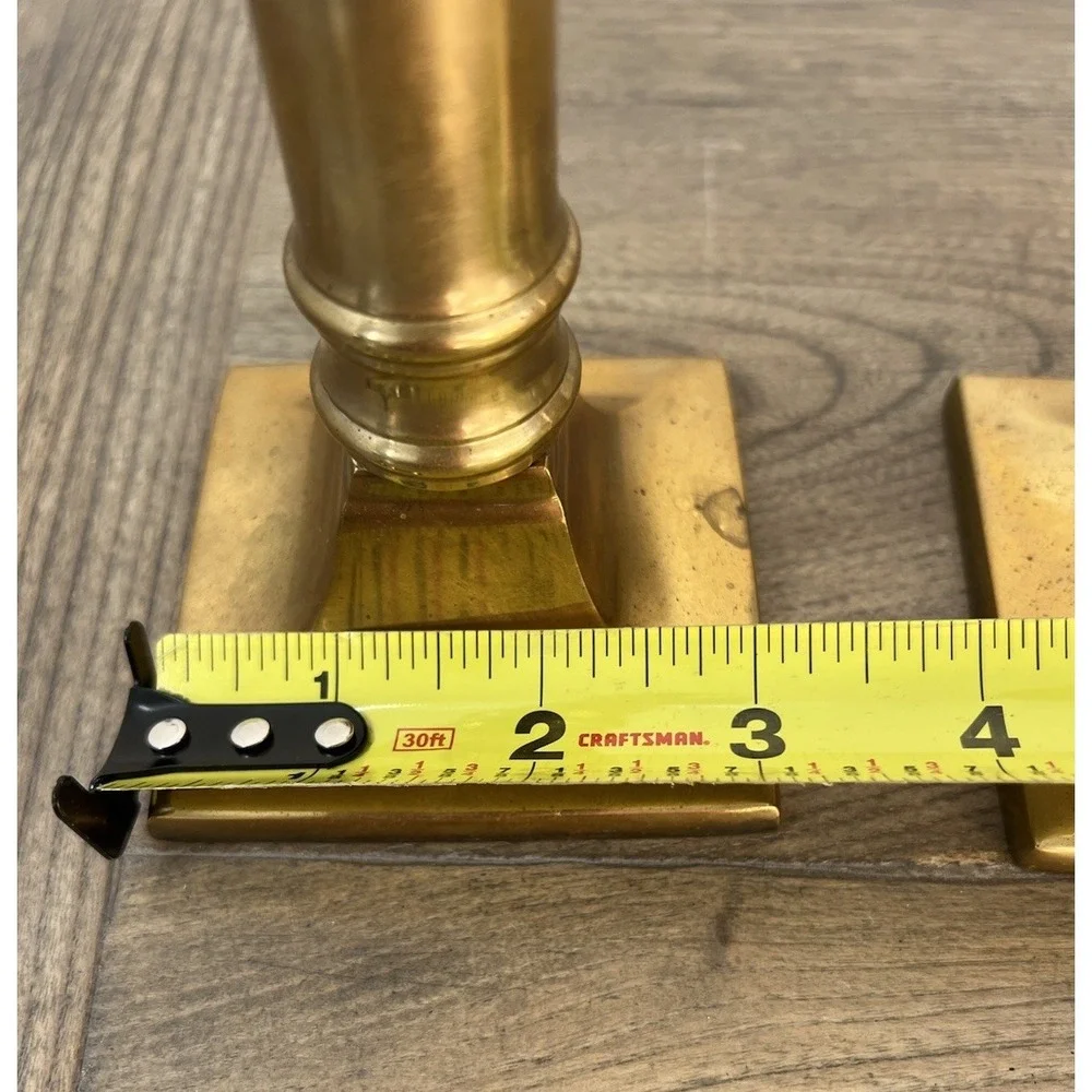 Solid Brass Candlestick Holders Pair Square Base 8.5 In